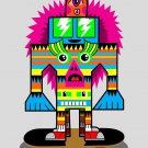 Punk Skate Totem Skateboarding Colorful Totem Poll Cartoon - Vinyl Print Poster