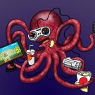 More Tentacles to Party Octovideo Funny Octopus Video Games - Vinyl Print Poster