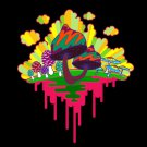 Drippy Mushrooms Funny Hippy Shroom Dripping Design Artwork - Vinyl Print Poster