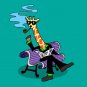 Mr. Giraffe Funny Wearing Suit Sitting on Bench - Vinyl Print Poster