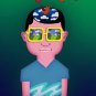 Day Dreaming Imagine Boy Artwork Cartoon Guy w/ Birds - Vinyl Print Poster
