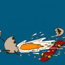 Egg Skate Funny Chicken Shattered Yoke Skateboard Fall - Vinyl Print Poster