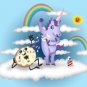 Donut Unicorn Shaving in Clouds Funny Mystical Cartoon Art - Vinyl Print Poster