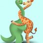 Dino Giraffe Luv Hug Dinosaur & Giraffe Cute Love Embrace - Vinyl Print Poster