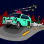 Dino Car Funny Dinosaur Lizard Car Cartoon Driving - Vinyl Print Poster
