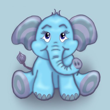 Cute Lil Elephant Cute Animal Sitting Cartoon - Vinyl Print Poster