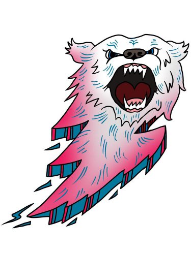 Bear Bolt Lightning Animal Cartoon Logo - Vinyl Print Poster