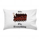 Ribs Fix Everything Food Humor Cartoon - Single Pillow Case