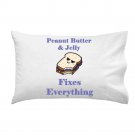 Peanut Butter & Jelly Fixes Everything Food Humor Cartoon - Single Pillow Case
