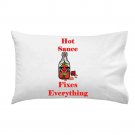 Hot Sauce Fixes Everything Food Humor Cartoon - Single Pillow Case