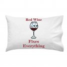 Red Wine Fixes Everything Food Humor Cartoon - Single Pillow Case