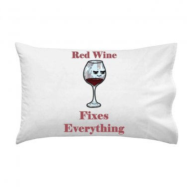 Red Wine Fixes Everything Food Humor Cartoon - Single Pillow Case