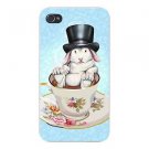 Rabbit Hole Funny Bunny Teacup & Top Hat - FITS iPhone 4 4s Plastic Snap On Case