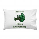 Broccoli Fixes Everything Food Humor Cartoon - Single Pillow Case