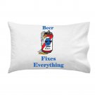 Beer Fixes Everything Food Humor Cartoon - Single Pillow Case