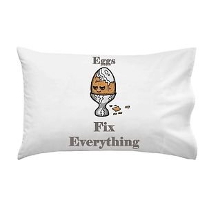 Eggs Fix Everything Food Humor Cartoon - Single Pillow Case
