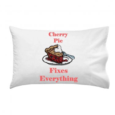 Cherry Pie Fixes Everything Food Humor Cartoon - Single Pillow Case
