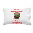 Bacon Cheeseburgers Fix Everything Food Humor Cartoon - Single Pillow Case