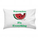 Watermelons Fix Everything Food Humor Cartoon - Single Pillow Case