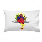 Rock N Roll Heart w/ Guitar & Drums Cartoon - Single Pillow Case