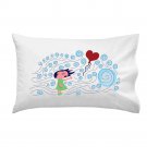 Lost Heart Cute Little Girl w/ Wind Blowing & Heart Balloon - Single Pillow Case