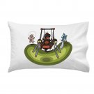 Dino Park Funny Dinosaur on Swing at Playground - Single Pillow Case