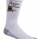 Whiskey Fixes Everything Drinking Humor Cartoon - Crew Socks Pair