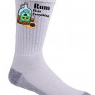 Rum Fixes Everything Drinking Humor Cartoon - Crew Socks Pair