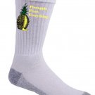Pineapple Fixes Everything Food Humor Cartoon - Crew Socks Pair