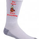 Hot Sauce Fixes Everything Food Humor Cartoon - Crew Socks Pair