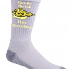Corn on the Cob Fixes Everything Food Humor Cartoon - Crew Socks Pair