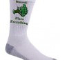 Broccoli Fixes Everything Food Humor Cartoon - Crew Socks Pair