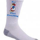 Beer Fixes Everything Food Humor Cartoon - Crew Socks Pair