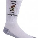 Candy Bars Fix Everything Food Humor Cartoon - Crew Socks Pair