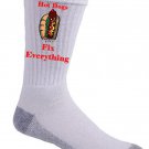 Hot Dogs Fix Everything Food Humor Cartoon - Crew Socks Pair