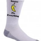 Bananas Fix Everything Food Humor Cartoon - Crew Socks Pair