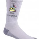 Birthday Cake Fixes Everything Food Humor Cartoon - Crew Socks Pair