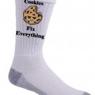 Cookies Fix Everything Food Humor Cartoon - Crew Socks Pair