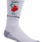 Apples Fix Everything Food Humor Cartoon - Crew Socks Pair