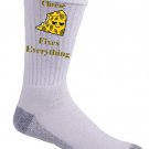 Cheese Fixes Everything Food Humor Cartoon - Crew Socks Pair