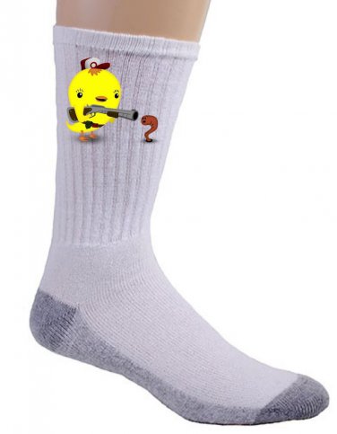 Early Bird Worm Hunter Funny Saying Parody Cute Animals - Crew Socks Pair