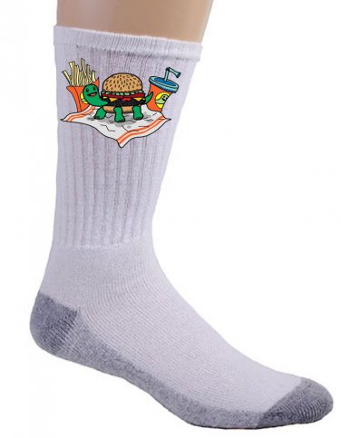 Turtle Burger Funny Turtle Shell Bun Burger w/ Fries Meal - Crew Socks Pair