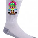 Punk Skate Totem Skateboarding Colorful Totem Poll Cartoon - Crew Socks Pair