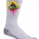 Drippy Mushrooms Funny Hippy Shroom Dripping Design Artwork - Crew Socks Pair