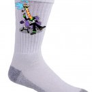 Mr. Giraffe Funny Wearing Suit Sitting on Bench - Crew Socks Pair