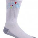 Lost Heart Cute Little Girl w/ Wind Blowing & Heart Balloon - Crew Socks Pair