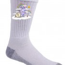 Donut Unicorn Shaving in Clouds Funny Mystical Cartoon Artwork - Crew Socks Pair