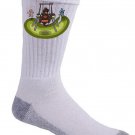 Dino Park Funny Dinosaur on Swing at Playground - Crew Socks Pair