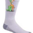 Dino Giraffe Luv Hug Dinosaur & Giraffe Cute Love Embrace - Crew Socks Pair