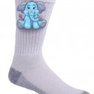 Cute Lil Elephant Funny Cute Animal Sitting Cartoon - Crew Socks Pair